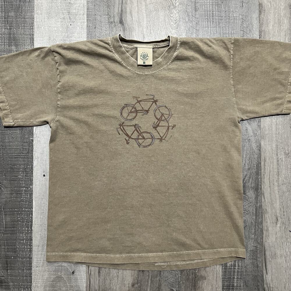 VTG Earth Creations RECYCLE Biking Cycling Brown Bicycle USA Cotton T Shirt M